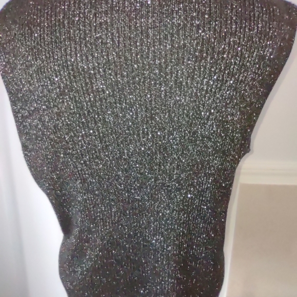 Black shimmer mock neck sleeveless sweater XL - Picture 4 of 8